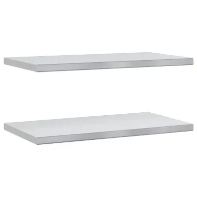 2 kosi Stenske Police - Viseče police 75x40x3 cm srebrna nerjaveče jeklo