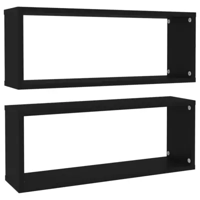 Stenske Police - Viseča polica kockaste 2 kosa črne 60x15x23 cm