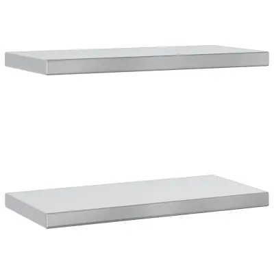 2 kosi Stenske Police - Viseče police 50x23,5x3 cm srebrna nerjaveče jeklo
