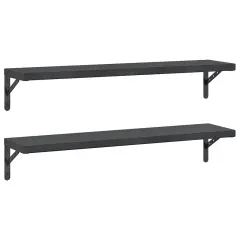 2 kosi Stenske Police - Viseče police 100x23,5 cm črna nerjaveče jeklo