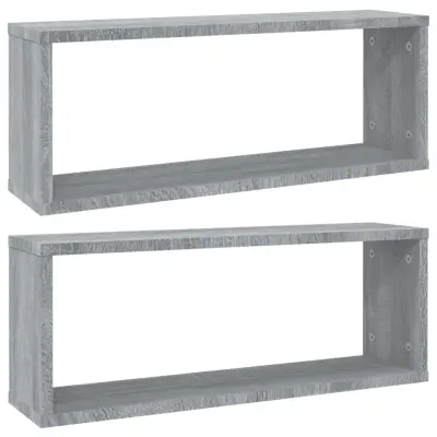 Stenske Police - Viseča polica kockaste 2 kosa sive sonoma 60x15x23 cm inž. les