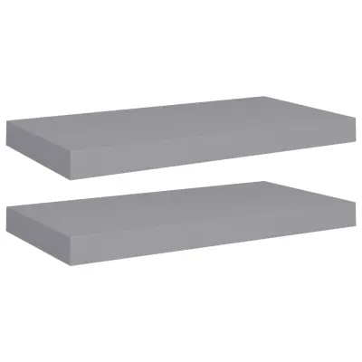 2 kosi Stenske Police - Viseče police sive 50x23x3,8 cm MDF