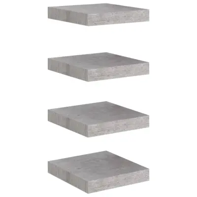 4 kosi Stenske Police - Viseče police betonsko sive 23x23,5x3,8 cm MDF