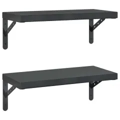 2 kosi Stenske Police - Viseče police 50x23,5 cm črna nerjaveče jeklo