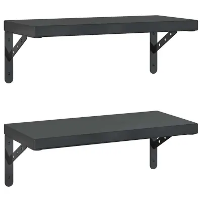 2 kosi Stenske Police - Viseče police 50x23,5 cm črna nerjaveče jeklo