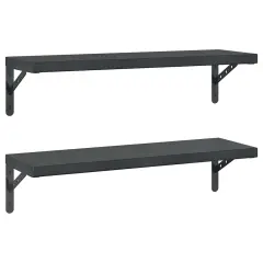 2 kosi Stenske Police - Viseče police 75x23,5 cm črna nerjaveče jeklo
