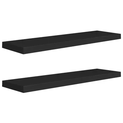 2 kosi Stenske Police - Viseče police črne 90x23,5x3,8 cm MDF