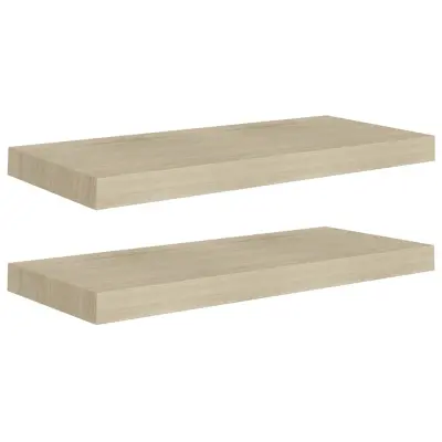 2 kosi Stenske Police - Viseče police barva hrasta 60x23,5x3,8 cm MDF