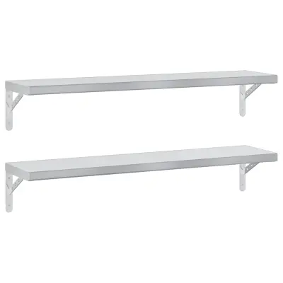 2 kosi Stenske Police - Viseče police 100x23,5 cm srebrna nerjaveče jeklo