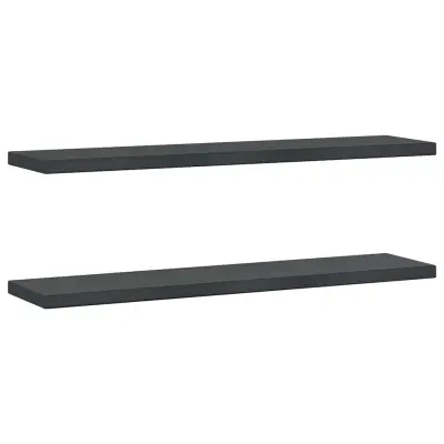 2 kosi Stenske Police - Viseče police 100x23,5x3 cm črna nerjaveče jeklo