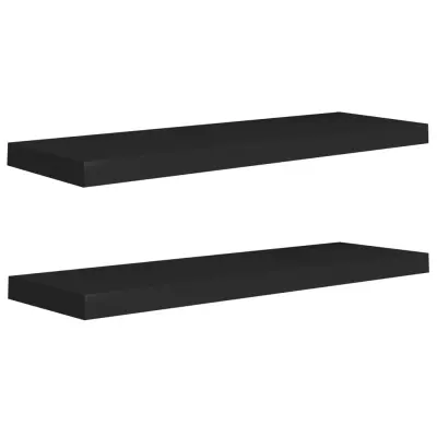 2 kosi Stenske Police - Viseče police črne 80x23,5x3,8 cm MDF