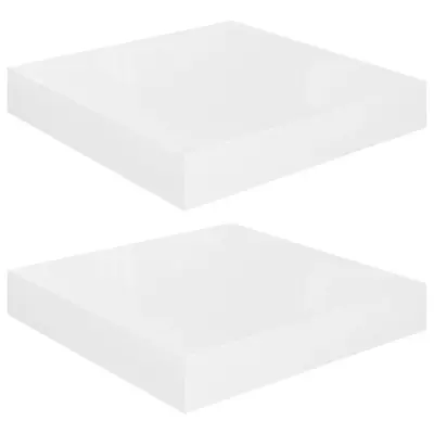 2 kosi Lebdeče Stenske Police - Viseče police sijaj bele 23x23,5x3,8 cm MDF