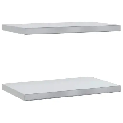 2 kosi Stenske Police - Viseče police 50x30x3 cm srebrna nerjaveče jeklo