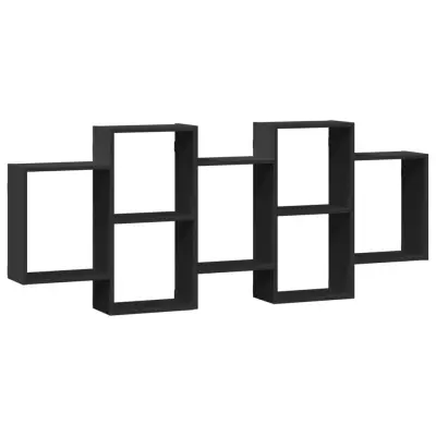 Stenska polica - Viseča Polica črna 159x18x65 cm inženirski les