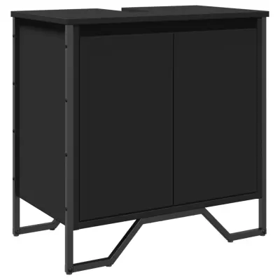 Omarica za umivalnik - Umivalniška omarica črna 60x35x60 cm inženirski les