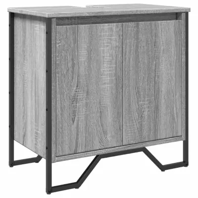 Omarica za umivalnik - Umivalniška omarica siva sonoma 60x35x60 cm inženirski les
