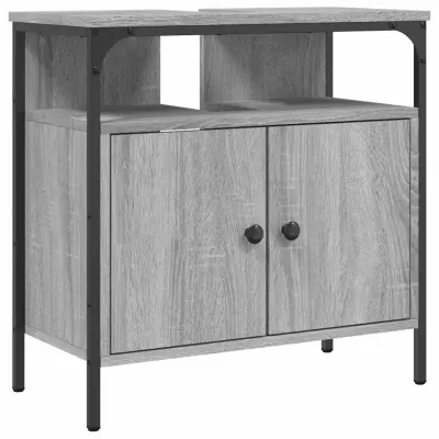 Omarica za umivalnik - Umivalniška omarica siva sonoma 60x30x60 cm inženirski les