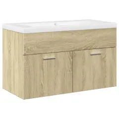 Kopalniška omarica - Kopalniški kabinet z umivalnikom sonoma hrast