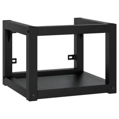 Stenski kopalniški regal - Umivalniška omarica črn 40x38x31 cm železo