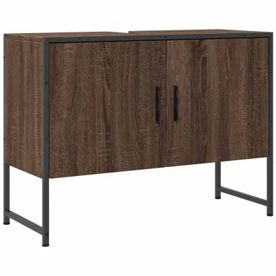 Kopalniška omarica za umivalnik - Umivalniška omarica rjavi hrast 80x33x60cm inž. les