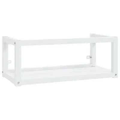 Stenski kopalniški regal - Umivalniška omarica bel 79x38x31 cm železo