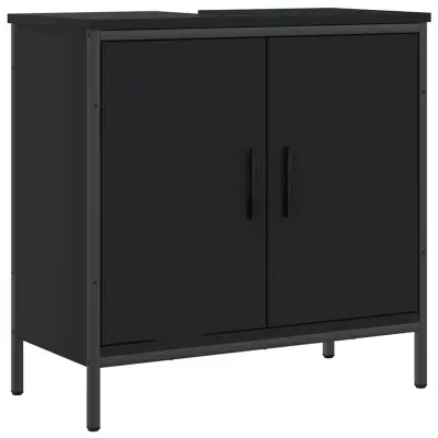 Omarica za umivalnik - Umivalniška omarica črna 60x30x60 cm inženirski les