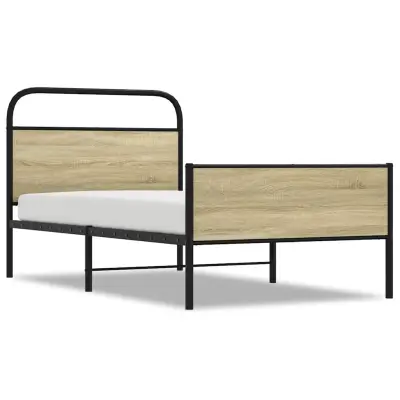 Posteljni okvir - Enojna postelja - Postelja za odrasle brez vzmetnice 100x190 cm sonoma hrast inž. les-J10364