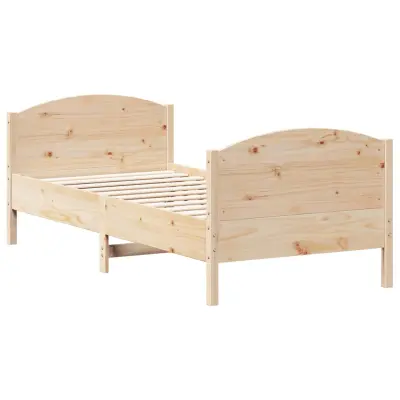 Posteljni okvir - Enojna postelja - Postelja za odrasle brez vzmetnice 75x190 cm trdna borovina-J11043