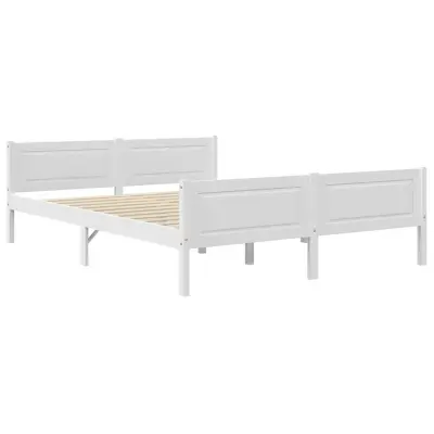 Posteljni okvir - Dvoposteljna postelja - Zakonska postelja iz trdne borovine bel 140x200 cm-J14471