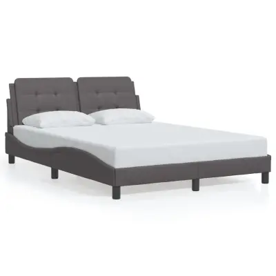 Posteljni okvir - Dvoposteljna postelja - Zakonska postelja z vzglavjem siva 120x200 cm umetno usnje-J16366