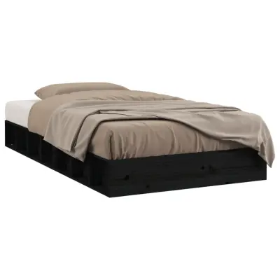 Posteljni okvir - Enojna postelja - Postelja za odrasle črn 75x190 cm trden les-J13911