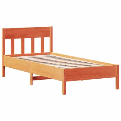 Posteljni okvir - Enojna postelja - Postelja za odrasle brez vzmetnice voščeno rjav 90x200 cm borovina-J8222