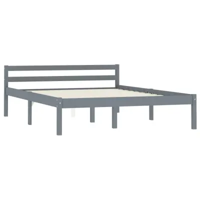 Posteljni okvir - Dvoposteljna postelja - Zakonska postelja siv iz trdne borovine 120x200 cm-J15025