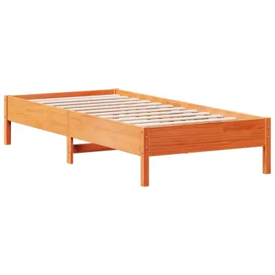 Posteljni okvir - Enojna postelja - Postelja za odrasle brez vzmetnice voščeno rjav 100x200 cm borovina-J8054