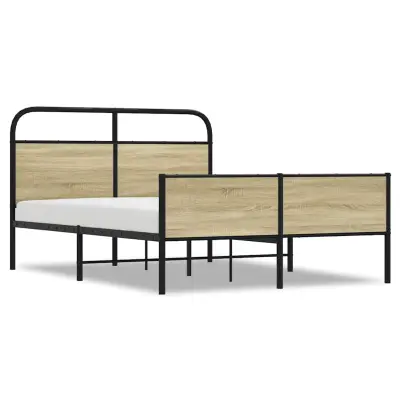 Posteljni okvir - Dvoposteljna postelja - Zakonska postelja brez vzmetnice 140x190 cm sonoma hrast inž. les-J10695