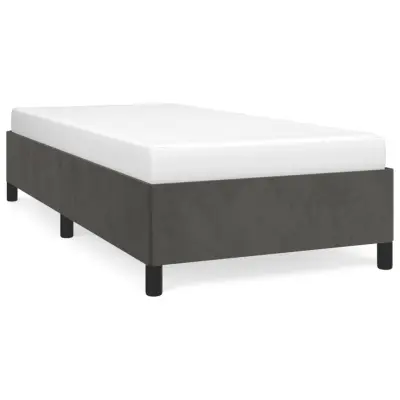Posteljni okvir - Enojna postelja - Postelja za odrasle brez vzmetnice temno siv 100x200 cm žamet-J7834