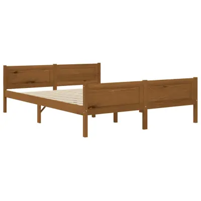 Posteljni okvir - Dvoposteljna postelja - Zakonska postelja iz trdne borovine medeno rjav 160x200 cm-J5135
