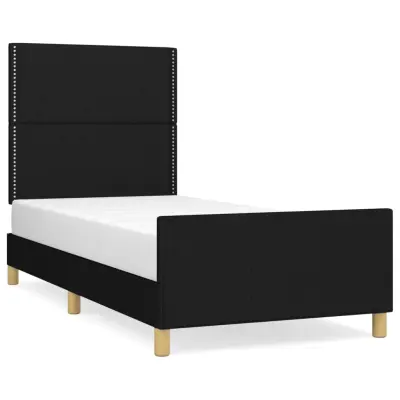 Posteljni okvir - Enojna postelja - Postelja za odrasle brez vzmetnice črn 100x200 cm blago-J7109
