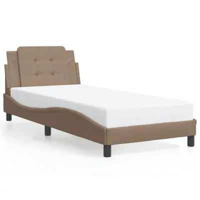 Posteljni okvir - Enojna postelja - Postelja za odrasle z vzglavjem kapučino 100x200 cm umetno usnje-J9582