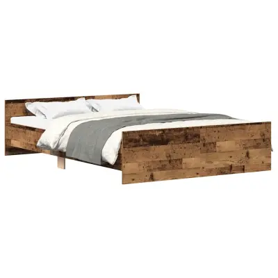 Posteljni okvir - Dvoposteljna postelja - Zakonska postelja brez vzmetnice star les 135x190 cm-J12420