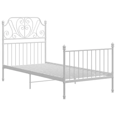 Posteljni okvir - Enojna postelja - Postelja za odrasle bel kovinski 100x200 cm-J6382