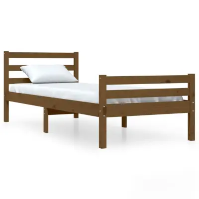 Posteljni okvir - Enojna postelja - Postelja za odrasle medeno rjav iz trdnega lesa 75x190 cm-J14737