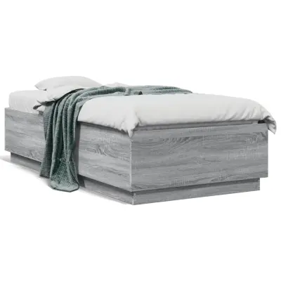 Posteljni okvir - Enojna postelja - Postelja za odrasle siva sonoma 75x190 cm inženirski les-J15269