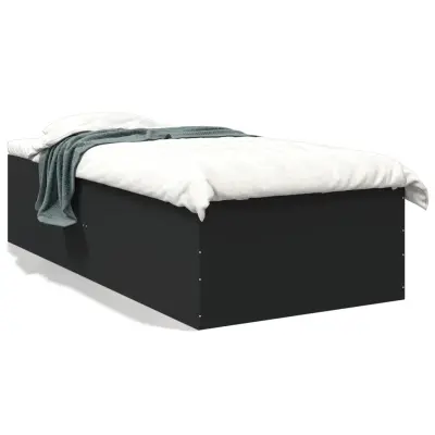 Posteljni okvir - Enojna postelja - Postelja za odrasle črn 100x200 cm inženirski les-J8310