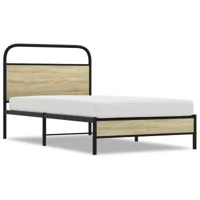 Posteljni okvir - Enojna postelja - Postelja za odrasle brez vzmetnice 100x190 cm sonoma hrast inž. les-J10366