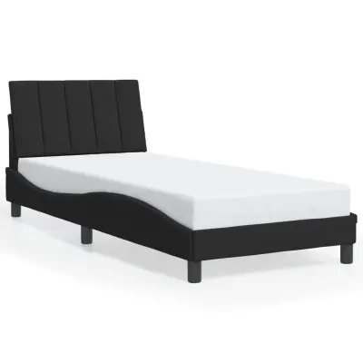 Posteljni okvir - Enojna postelja - Postelja za odrasle z vzglavjem črn 80x200 cm žamet-J9420