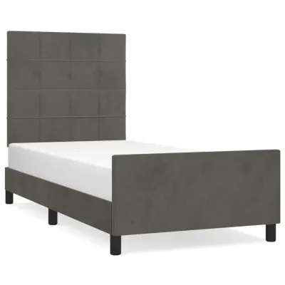 Posteljni okvir - Enojna postelja - Postelja za odrasle brez vzmetnice temno siv 80x200 cm žamet-J7888