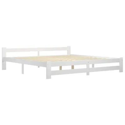 Posteljni okvir - Dvoposteljna postelja - Zakonska postelja bel iz trdne borovine 200x200 cm-J3065