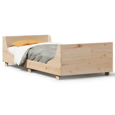 Posteljni okvir - Enojna postelja - Postelja za odrasle brez vzmetnice 75x190 cm trdna borovina-J11045