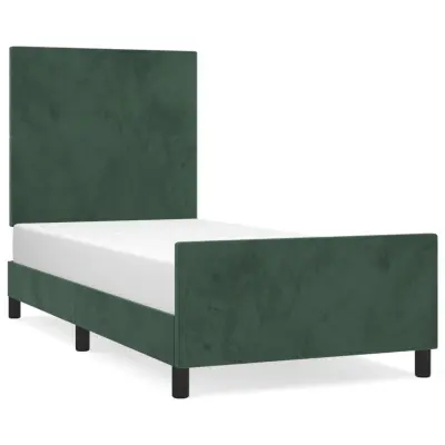 Posteljni okvir - Enojna postelja - Postelja za odrasle brez vzmetnice temno zelen 90x200 cm žamet-J8023